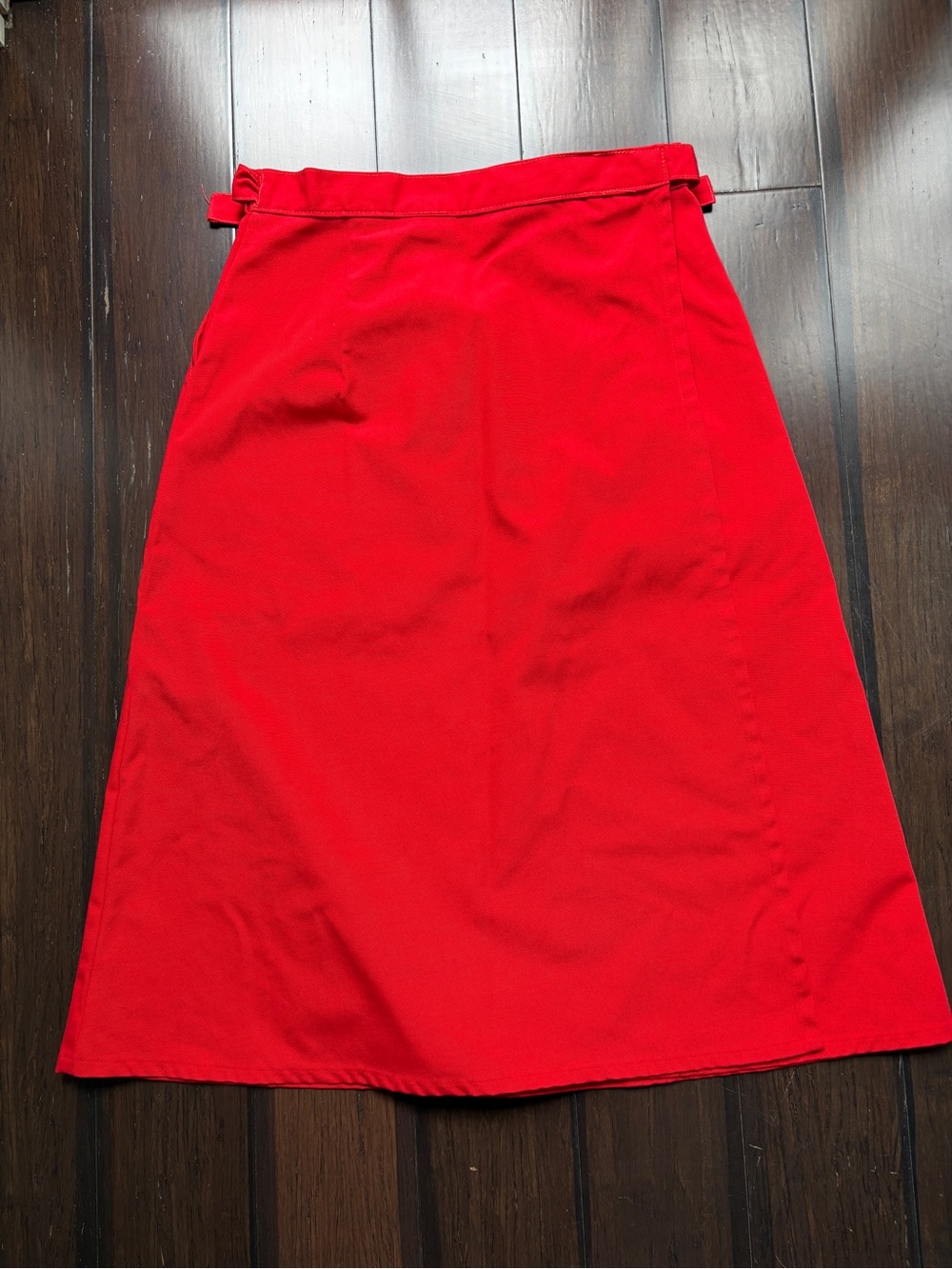Vintage Orvis Vibrant Red Cotton A-Line Skirt wraparound Large Made in USA - Picture 2 of 8